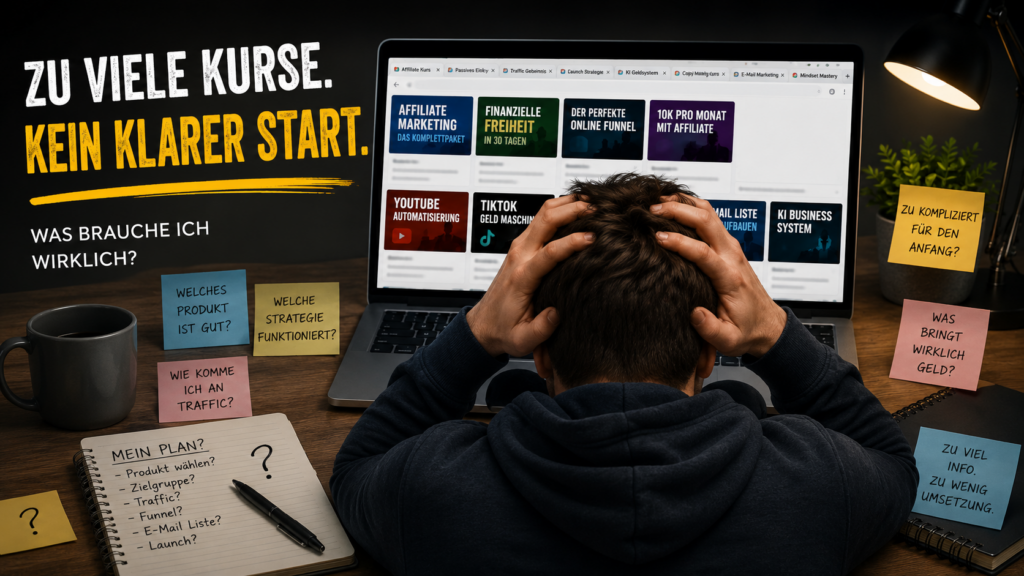 Zu viele Affiliate Marketing Kurse ohne klaren Startpunkt